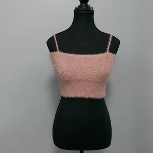 Shein Pink Fuzzy Crop Top
